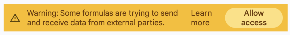 Google Sheets: Allow access for external data.